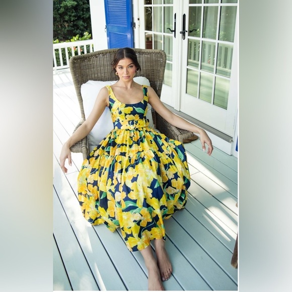 Hutch Dresses & Skirts - Hutch Anthropologie Alice Yellow Floral Midi Fit & Flare Cocktail Dress Womens 4